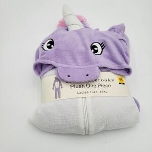 Womans Bobbie Brooks Hooded Plush One-Piece Unicorn Pajama's/ Loungewear L/XL